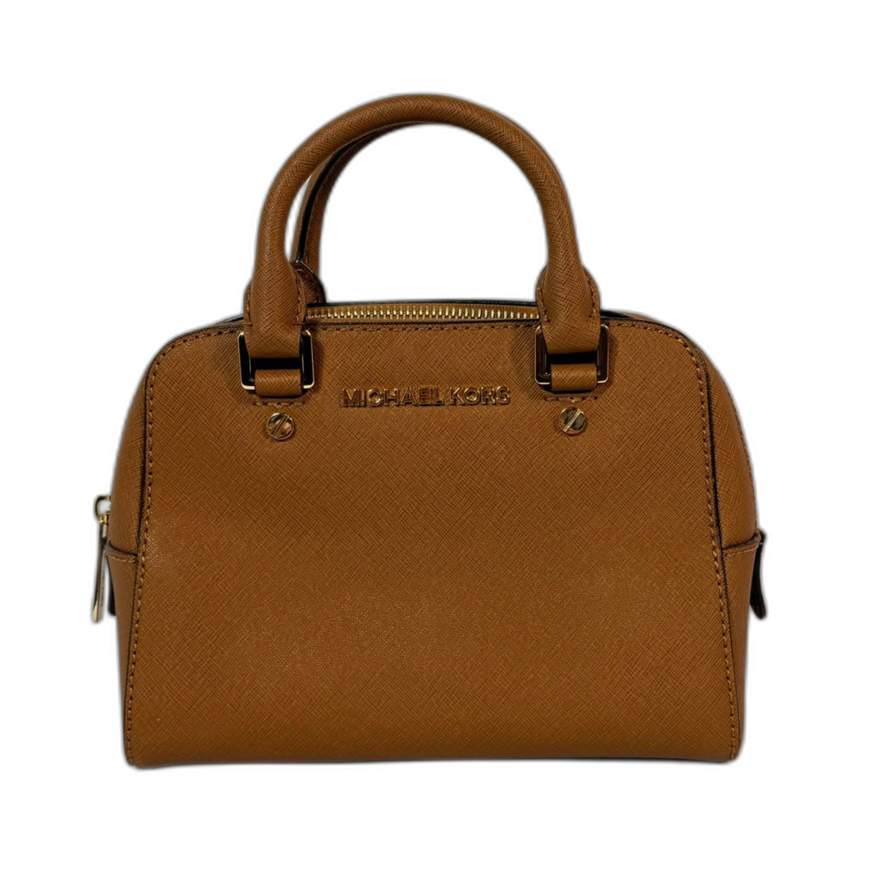 MICHAEL Michael Kors Jet Set Travel Small Satchel Brown Saffiano Leather Mini